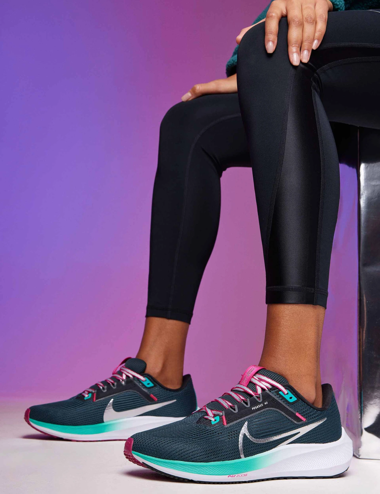 Nike Pegasus 40 Road Running Shoes - Deep Jungle/Black/White/Metallic Silver 6 Nike Pegasus 40 Road Running Shoes - Deep Jungle/Black/White/Metallic Silver - Image 4