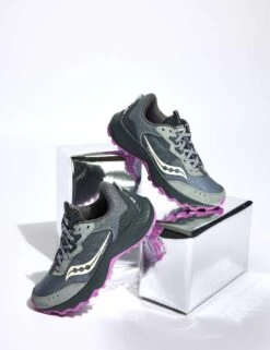 Saucony Aura TR Trail Running Shoes - Fossil/Grape -The Sports Edit Store 311023 TSE EDITORIAL 0791