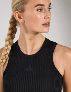 ADIDAS All Gym Seasonal Rib Tight Fit Tonal 3-Stripes Tank Top - Black 8 ADIDAS All Gym Seasonal Rib Tight Fit Tonal 3-Stripes Tank Top - Black -The Sports Edit Store Adidas AG RIB 3S TANK BLACK IW8161 0029