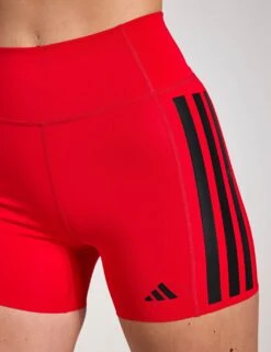 ADIDAS Optime 3-Stripes 1/4 Short Leggings - Pure Ruby -The Sports Edit Store Adidas OPT 3S SHORT PURRUB JN4583 0004