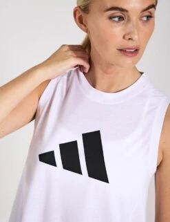 ADIDAS Train Essentials Big Performance Logo Training Tank Top - White/Black -The Sports Edit Store Adidas TR ES LOGO TANK WHITE BLACK IT0540 0005