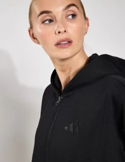 ADIDAS ALL SZN Fleece Full-Zip Hoodie - Black -The Sports Edit Store Adidas W ALL SZN FZ HD BLACK IX3809 0032