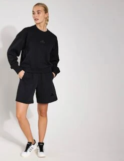 ADIDAS ALL SZN Fleece Loose Sweatshirt - Black -The Sports Edit Store Adidas W ALL SZN SWEAT BLACK IX3812 0014