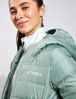 ADIDAS Terrex Multi Light Down Hooded Jacket - Silver Green -The Sports Edit Store Adidas W MULTI DOWN J SILGRN IP3543 GREEN 0020