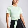 ADIDAS Yoga Studio Wrapped T-Shirt - Semi Green Spark/Grey Two -The Sports Edit Store Adidas YGA ST WRAP T SEGRSP GRETWO IS2966 GREEN 0007