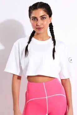 Future Playground Crop Top - White -The Sports Edit Store Adidas x Stella McCartney aSMC CROP TEE GL7339 White 0004 755d57dd 5ef6 4aa2 8c59 816487270d82