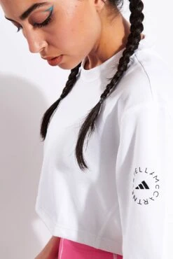 Future Playground Crop Top - White -The Sports Edit Store Adidas x Stella McCartney aSMC CROP TEE GL7339 White 0029