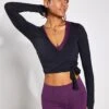 Cropped Escalate Wrap Top - Black -The Sports Edit Store Alo Yoga CROPPED ESCALATE WRAP TOP W3665R BLACK 0008