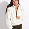 Foxy Sherpa Jacket - Ivory -The Sports Edit Store Alo Yoga FOXY SHERPA JACKET W4313R Ivory 0002