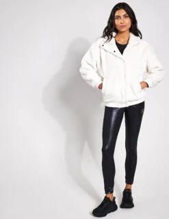 Sherpa Varsity Jacket - Ivory -The Sports Edit Store Alo Yoga SHERPA VARSITY JACKET W4408R IVORY 0012