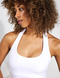 Beyond Yoga Spacedye Well Rounded Cropped Halter Tank - Cloud White -The Sports Edit Store BEYOND YOGA Spacedye Well Rounded Cropped Halter Tank SD4655 Cloud White 0023