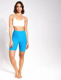 Beyond Yoga Spacedye High Waisted 7" Biker Short - Cali Blue Heather -The Sports Edit Store Beyond Short Spacedye High Waisted 7 Biker Short Cali Blue Heather 0004