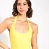 Beyond Yoga Spacedye Well Rounded Cropped Halter Tank - Sunflower Heather -The Sports Edit Store Beyond Tank Spacedye Well Rounded Cropped Halter Tank Sunflower Heather 0001