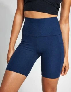 Beyond Yoga Spacedye Team Pockets Biker Short - Nocturnal Navy