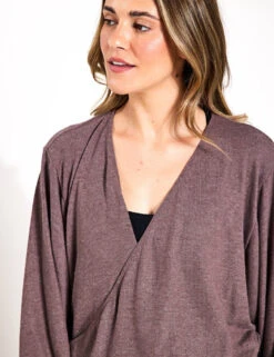 Beyond Yoga Wrapped Up Pullover - Heathered Truffle -The Sports Edit Store Beyond Yoga Wrapped Up Pullover Heathered Truffle CS7820 HT S 0023