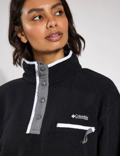 Columbia Helvetia II Cropped Sherpa Half Snap Fleece - Black -The Sports Edit Store Columbia Helvetia II Cropped Half Snap Fleece 2092231008 Black 0029