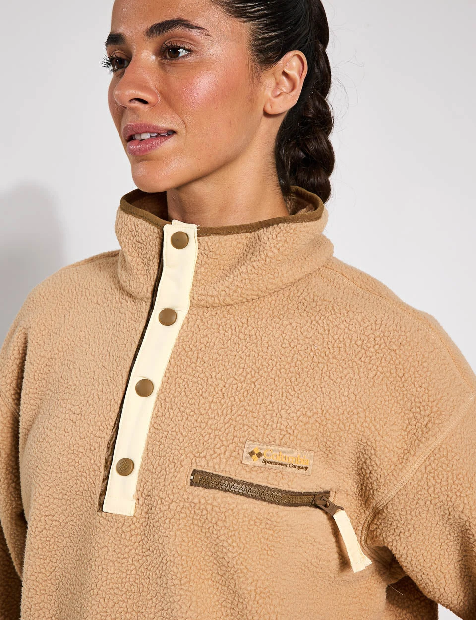 Columbia Helvetia II Cropped Sherpa Half Snap Fleece - Canoe 5 Columbia Helvetia II Cropped Sherpa Half Snap Fleece - Canoe - Image 3