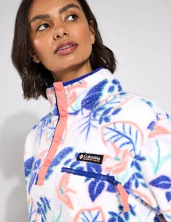 Columbia Helvetia II Cropped Sherpa Half Snap Printed Fleece - Sea Salt Pasteled Multi -The Sports Edit Store Columbia Helvetia II Printed Cropped Half Snap AL5760 125 0022