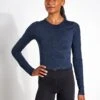 ReSet Cropped Long Sleeve - Midnight 2 ReSet Cropped Long Sleeve - Midnight -The Sports Edit Store GIRLFRIEND COLLECTIVE Reset Cropped Long Sleeve Top INZ843 Midnight 0008