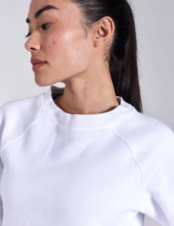 Cotton Rich Crew Neck Sweatshirt - White -The Sports Edit Store GOODMOVE Pocket Sweat T51 3009R WHITE 0021