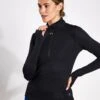 Embossed Funnel Neck Half Zip Running Top - Black -The Sports Edit Store GOODMO 1