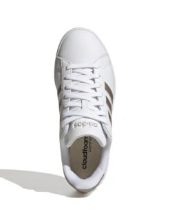 ADIDAS Grand Court 2.0 Shoes - Cloud White/Platinum Metallic -The Sports Edit Store GW9215 3 FOOTWEAR Photography Top Portrait View white