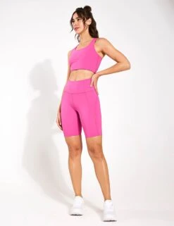High Waisted Bike Short - Fuchsia -The Sports Edit Store Girlfiriend Collective Compressive High Rise Bike Shorts 4011 FU Ultraviolet RVT 0002