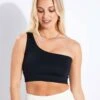 Girlfriend Collective Bianca One Shoulder Bra - Black