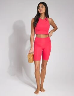 High Waisted Bike Short - Geranium -The Sports Edit Store Girlfriend Collective BIKE SHORTS 4011 GE Geranium 0001