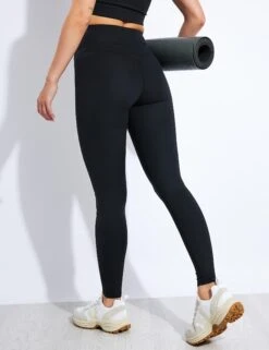 Girlfriend Collective Black Rib High-Rise Legging - Sustainable Performance -The Sports Edit Store Girlfriend Collective COMPRESSIVE RIB HIGH RISE LEGGING Long 4034 JB BLACK 0024