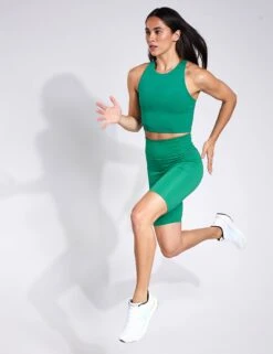 High Waisted Bike Short - Saguaro -The Sports Edit Store Girlfriend Collective HIGH RISE BIKE SHORTS 4011 CG SAGUARO 0015