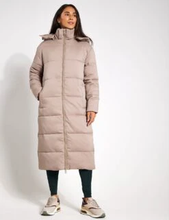 Long Puffer Jacket - Limestone -The Sports Edit Store Girlfriend Collective PUFFER JACKET LONG 2002 FG LIMESTONE 0027