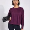 ReSet Long Sleeve Tee - Plum Heather 2 ReSet Long Sleeve Tee - Plum Heather -The Sports Edit Store Girlfriend Collective RESET LONG SLEEVE TEE 3024 PP PLUM HEATHER 0003