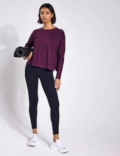ReSet Long Sleeve Tee - Plum Heather -The Sports Edit Store Girlfriend Collective RESET LONG SLEEVE TEE 3024 PP PLUM HEATHER 0012