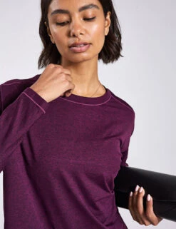ReSet Long Sleeve Tee - Plum Heather -The Sports Edit Store Girlfriend Collective RESET LONG SLEEVE TEE 3024 PP PLUM HEATHER 0019