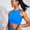 Tipped Dylan Front Zip Bra - Nautical Blue -The Sports Edit Store Girlfriend Collective ZIP FRONT DYLAN CROPPED BRA 1042 NAUTICAL BLUE 0009