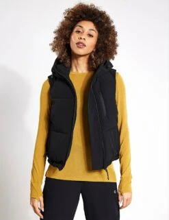 Hooded Cropped Puffer Gilet - Black 9 Hooded Cropped Puffer Gilet - Black -The Sports Edit Store Goodmove CROPPED PADDED GILET 5830 BL BLACK 0012