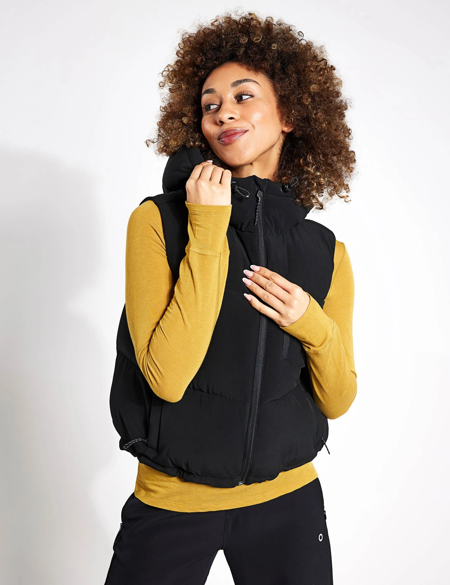 Hooded Cropped Puffer Gilet - Black 3 Hooded Cropped Puffer Gilet - Black
