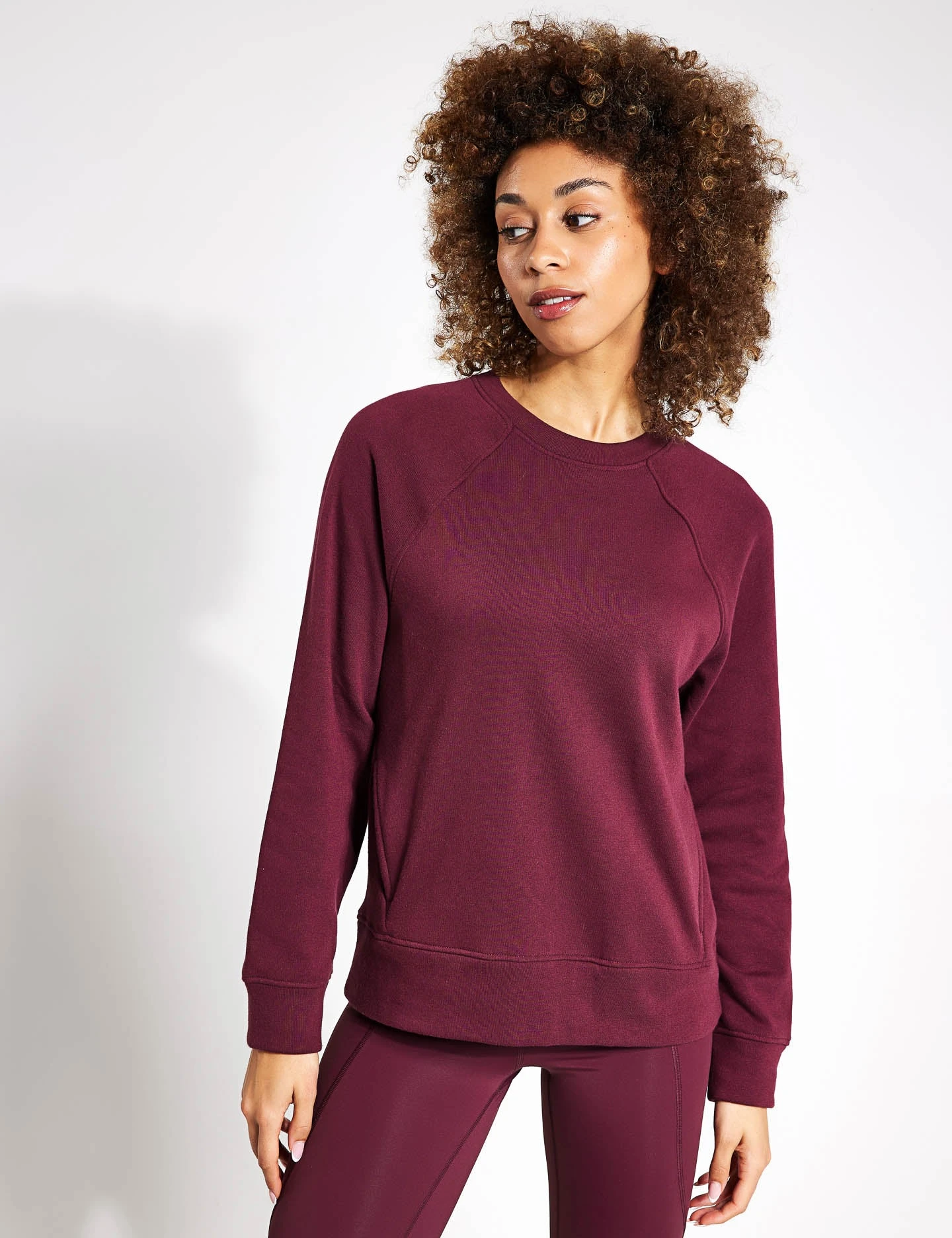 Cotton Rich Crew Neck Sweatshirt - Burgundy 3 Cotton Rich Crew Neck Sweatshirt - Burgundy