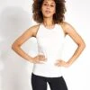 Scoop Neck Cross Back Fitted Yoga Vest Top - Ivory -The Sports Edit Store Goodmove Yoga cross back vest 5989 IVO Ivory 0004