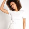 Scoop Neck Wrap Front Yoga T-Shirt - Ivory