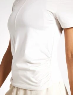 Scoop Neck Wrap Front Yoga T-Shirt - Ivory -The Sports Edit Store Goodmove Yoga front tee 5991 IVO 0025