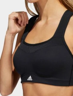 ADIDAS TLRD Impact Training High-Support Bra - Black/White -The Sports Edit Store HF2297 10 APPAREL On Model Detail View 1 grey