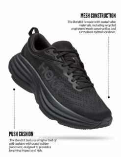 Hoka Bondi 8 - Triple Black Road Running Shoes -The Sports Edit Store HokaBondiTemplate 1
