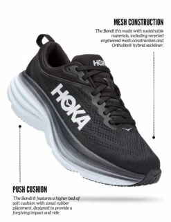 Hoka Bondi 8 Road Running Shoes - Black/White 9 Hoka Bondi 8 Road Running Shoes - Black/White -The Sports Edit Store HokaBondiTemplate 2