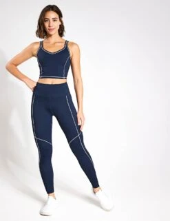Amara Longline Sports Bra - Navy Blue/White Medium Support -The Sports Edit Store LILYBOD AMARA sports bra Navy Blue White LC121 C23 NB 0020