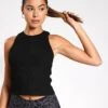 Harmony Tank Top - Black Rib 1 Harmony Tank Top - Black Rib -The Sports Edit Store Lilybod HARMONY TANK LT44 BR Black Rib 0003