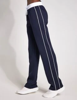 The Rihanna Set - Navy Blue/White Piping -The Sports Edit Store Lilybod KIRSTEN Wide Leg Pant Navy Blue white piping LL178 NB 0002