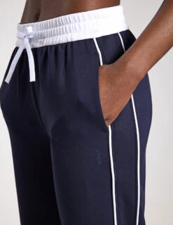 The Rihanna Set - Navy Blue/White Piping -The Sports Edit Store Lilybod KIRSTEN Wide Leg Pant Navy Blue white piping LL178 NB 0004