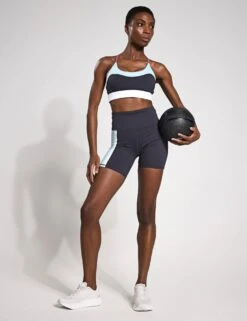 Limitless Sports Bra - Charcoal/Pale Blue -The Sports Edit Store Lilybod LIMITLESS Sports Bra Charcoal with Pale Blue LC103 CH BB 0021